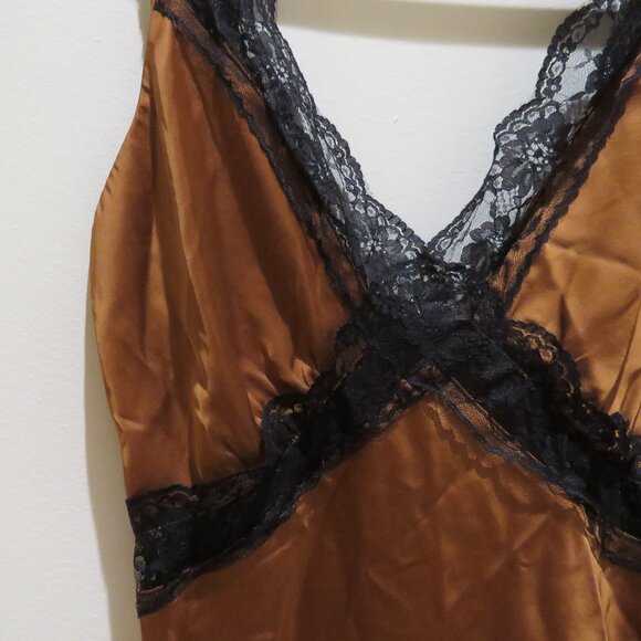 ABERCROMBIE & FITCH Satin Lace Midi Slip Dress Terracotta Y2K Friends Holidays - Picture 4 of 16